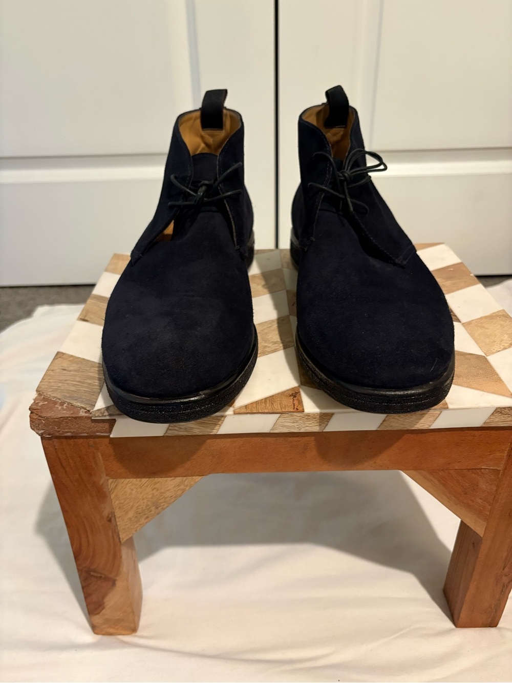 Giorgio Armani Navy Suede Chukka Boots